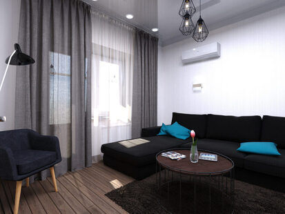 Фото № 1: Дизайн-проект зала 16.6  м² Скандинавский стиль для ЖК Мещера