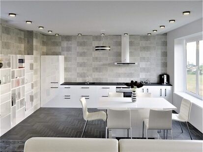 Фото № 1: Дизайн-проект кухни-гостиной 38.3  м² стиль Хай-тек для ЖК Лайт Сити LS