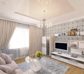 Фото № 1: Дизайн-проект двухкомнатной квартиры 70.8  м² стиль Модернизм для ЖК Мещера