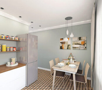 Фото № 2: Дизайн-проект двухкомнатной квартиры 70.8  м² стиль Модернизм для ЖК Мещера