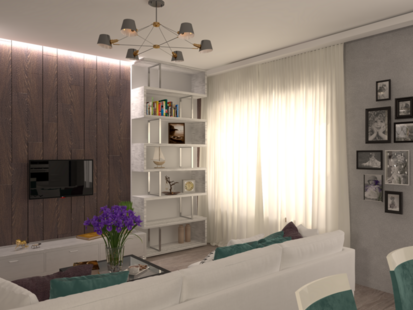 Фото № 3: Дизайн-проект кухни-гостиной 33.9  м² стиль Модернизм для ЖК Ника Парк