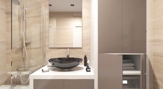 Ванная: готовый дизайн проект в стиле "Американская классика". Площадь 4.2 м² - фото №1