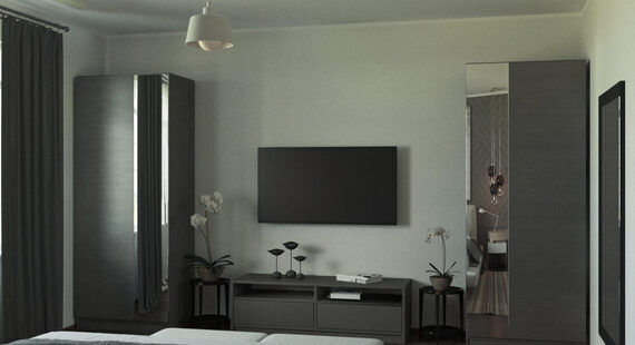 Спальня: готовый дизайн проект в стиле "Минимализм". Площадь 15.0 м² - фото №2