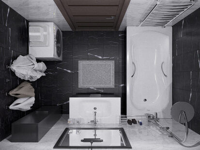 Фото № 2: Дизайн-проект ванной 4.2  м² стиль Минимализм для ЖК Современный