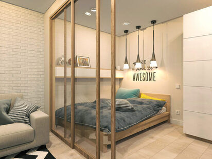 Фото № 1: Дизайн-проект однокомнатной квартиры 37.9  м² Скандинавский стиль п-44т, секция 2-1