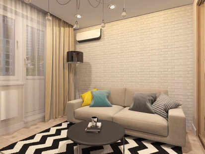 Фото № 4: Дизайн-проект однокомнатной квартиры 37.9  м² Скандинавский стиль п-44т, секция 2-1