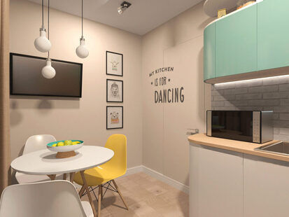 Фото № 6: Дизайн-проект однокомнатной квартиры 37.9  м² Скандинавский стиль п-44т, секция 2-1