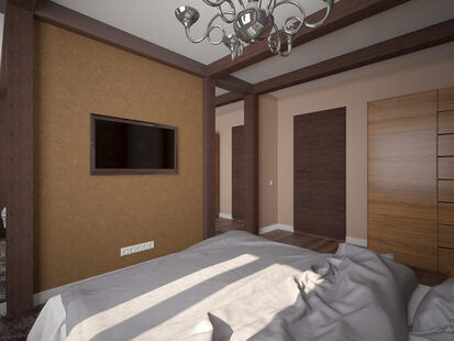 Фото № 3: Дизайн-проект спальни 13.3 кв.м стиль Кантри для ЖК Современный