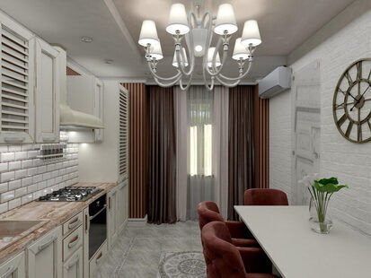 Фото № 6: Дизайн-проект однокомнатной квартиры 56.5  м² стиль Современная классика для ЖК Мещера