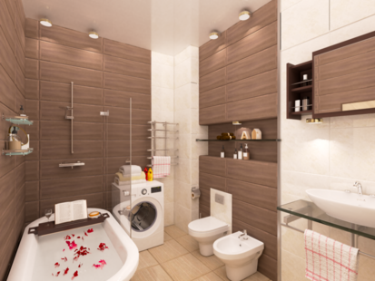 Фото № 1: Дизайн-проект совмещенного санузла 5.0  м² стиль Модернизм для ЖК Ника Парк