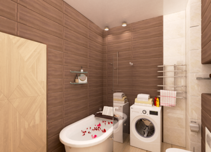 Фото № 2: Дизайн-проект совмещенного санузла 5.0  м² стиль Модернизм для ЖК Ника Парк