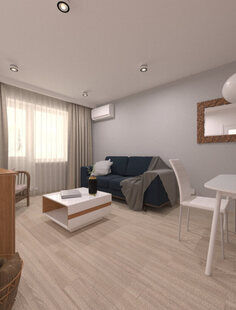 Фото № 2: Дизайн-проект кухни-гостиной 20.8  м² Скандинавский стиль для ЖК Триколор