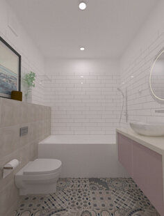 Фото № 1: Дизайн-проект совмещенного санузла 5.9  м² Скандинавский стиль для ЖК Триколор