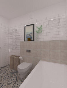 Фото № 2: Дизайн-проект совмещенного санузла 5.9  м² Скандинавский стиль для ЖК Триколор