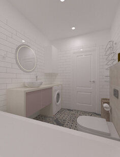 Фото № 3: Дизайн-проект совмещенного санузла 5.9  м² Скандинавский стиль для ЖК Триколор