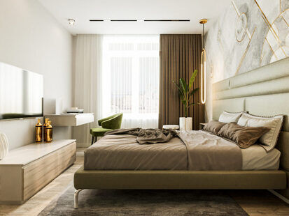 Фото № 1: Дизайн-проект спальни 19.0  м² стиль Лофт для ЖК Центральный