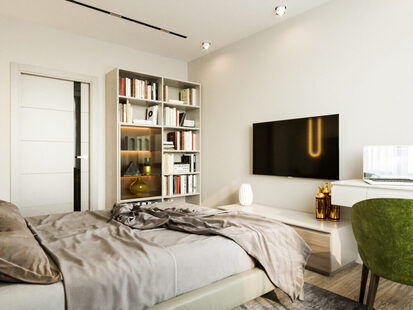 Фото № 2: Дизайн-проект спальни 19.0  м² стиль Лофт для ЖК Центральный