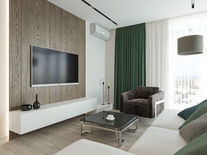 Фото № 3: Дизайн-проект кухни-гостиной 34.2  м² стиль Лофт для ЖК Центральный