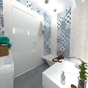 Фото № 3: Дизайн-проект совмещенного санузла 3.5  м² стиль Эклектика для ЖК Эверест