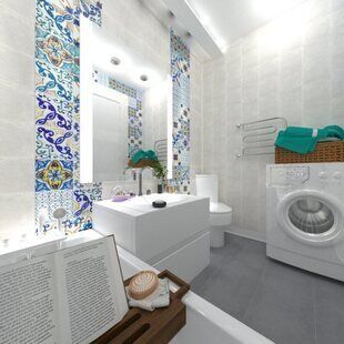 Фото № 2: Дизайн-проект совмещенного санузла 3.5  м² стиль Эклектика для ЖК Эверест