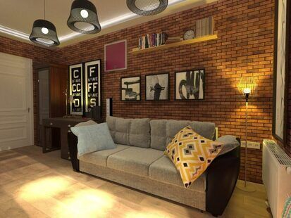 Фото № 1: Дизайн-проект однокомнатной квартиры 22.9  м² стиль Эклектика для ЖК Эверест