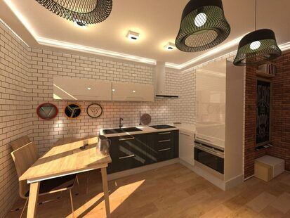 Фото № 5: Дизайн-проект однокомнатной квартиры 22.9  м² стиль Эклектика для ЖК Эверест