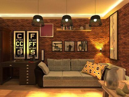 Фото № 6: Дизайн-проект однокомнатной квартиры 22.9  м² стиль Эклектика для ЖК Эверест