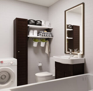 Фото № 1: Дизайн-проект совмещенного санузла 3.9  м² Скандинавский стиль для ЖК Смайлино