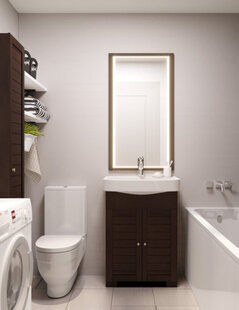 Фото № 3: Дизайн-проект совмещенного санузла 3.9  м² Скандинавский стиль для ЖК Смайлино