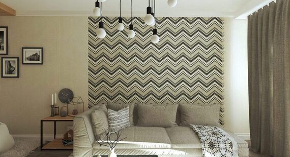 Зал: готовый дизайн проект в стиле "Скандинавский". Площадь 17.5 м² - фото №1