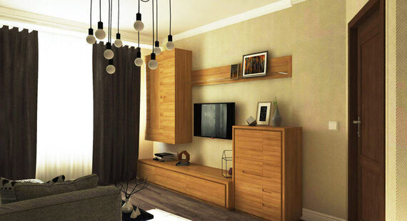 Зал: готовый дизайн проект в стиле "Скандинавский". Площадь 17.5 м² - фото №2