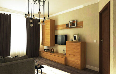 Фото № 2: Дизайн-проект зала 17.5  м² стиль Скандинавский для ЖК Лазурный