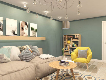 Фото № 1: Дизайн-проект зала 18.5 кв.м Скандинавский стиль для ЖК Смайлино