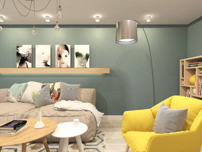 Фото № 3: Дизайн-проект зала 18.5 кв.м Скандинавский стиль для ЖК Смайлино