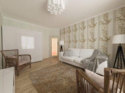 Фото № 2: Дизайн-проект зала 15.5  м² Скандинавский стиль для ЖК Афродита-2