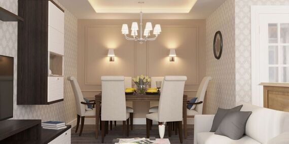 Фото № 3: Дизайн-проект кухни-гостиной 25.7  м² стиль Современная классика для ЖК Лазурный