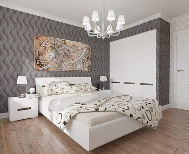 Фото № 1: Дизайн-проект спальни 15.5  м² стиль Современная классика для ЖК Лазурный