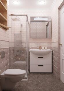Фото № 1: Дизайн-проект совмещенного санузла 3.1  м² стиль Современная классика для ЖК Лазурный