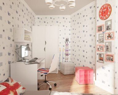 Фото № 2: Дизайн-проект детской 11.2  м² стиль Современная классика для ЖК Лазурный