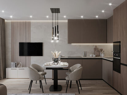 Фото № 4: Дизайн-проект трехкомнатной квартиры 91.66  м² Стиль Модернизм для ЖК Домашний