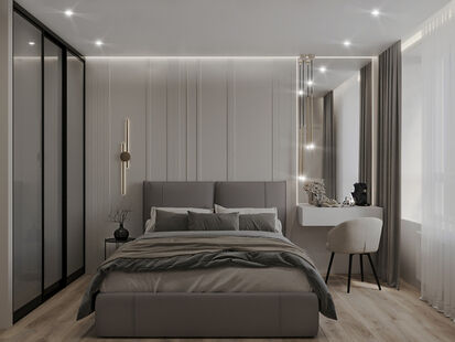 Фото № 6: Дизайн-проект трехкомнатной квартиры 91.66  м² Стиль Модернизм для ЖК Домашний