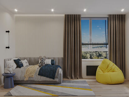 Фото № 3: Дизайн-проект трехкомнатной квартиры 91.66  м² Стиль Модернизм для ЖК Домашний