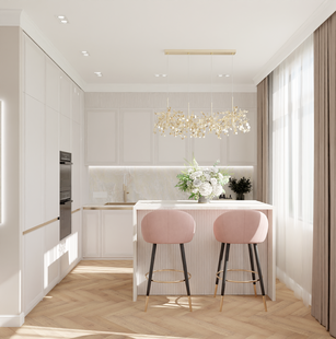 Фото № 6: Дизайн-проект трехкомнатной квартиры 71.9  м² Стиль Арт-Деко для ЖК Геометрия