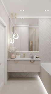 Фото № 2: Дизайн-проект трехкомнатной квартиры 71.9  м² Стиль Арт-Деко для ЖК Геометрия