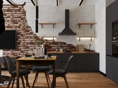 Фото № 5: Дизайн-проект однокомнатной квартиры 32.3  м² Стиль Лофт для ЖК Сердце Столицы