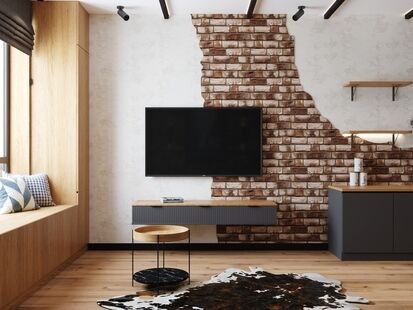 Фото № 4: Дизайн-проект однокомнатной квартиры 32.3  м² Стиль Лофт для ЖК Сердце Столицы