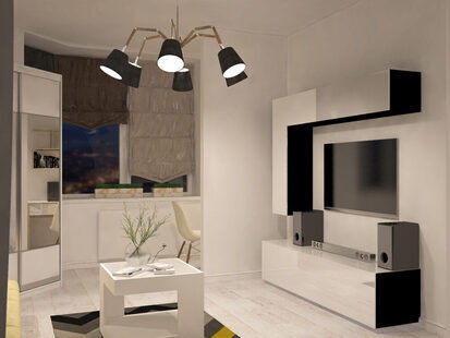 Фото № 2: Дизайн-проект зала 21.5  м² Скандинавский стиль для ЖК Квартал Авиаторов