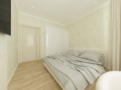 Фото № 1: Дизайн-проект спальни 12.9  м² Скандинавский стиль для ЖК Афродита-2