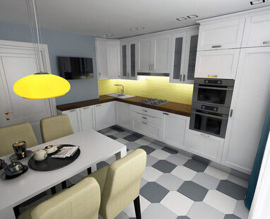 Фото № 2: Дизайн-проект кухни 12.2  м² стиль Эклектика для ЖК Лазурный