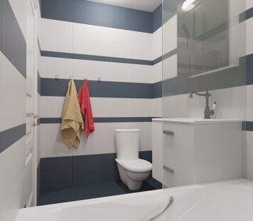 Фото № 1: Дизайн-проект совмещенного санузла 3.5  м² стиль Современная классика для ЖК Эверест